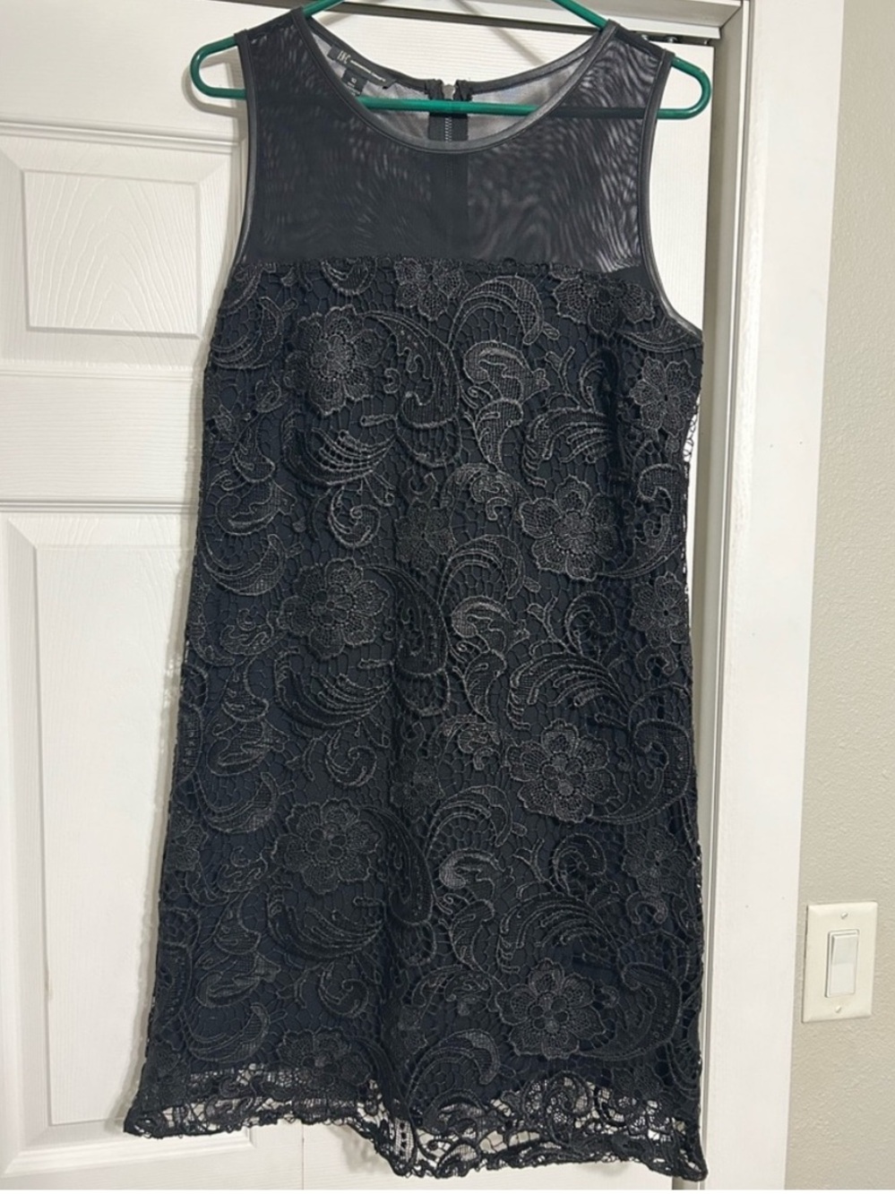 INC International Concepts Black Lace Sleeveless Shift Dress